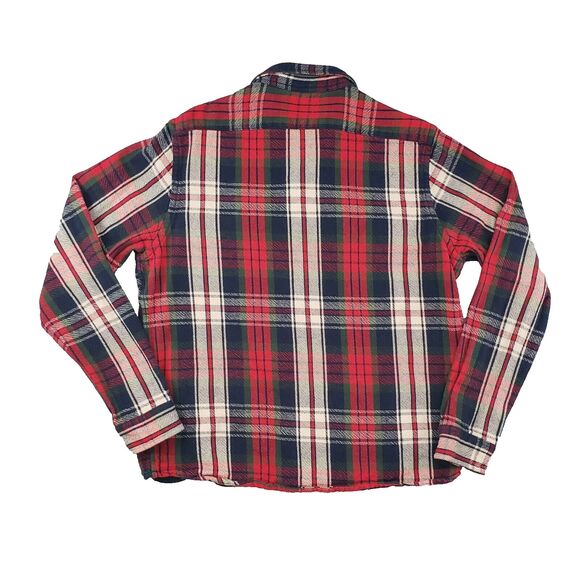 Tailor Vintage Reversible Flannel Shirt Mens Large Red Green Plaid Christmas - Picture 2 of 5